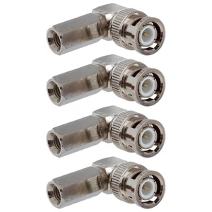 4x wtyczka BNC kąt prosty skręcany na RG59 koncentryczne koncentryczne złącze kabla adapter złoty - Zdjęcie 1 z 2