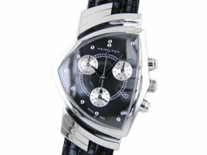 Hamilton Ventura Chrono Black Dial Shield Shaped Men's Watch H24412732 Japan - Picture 1 of 15