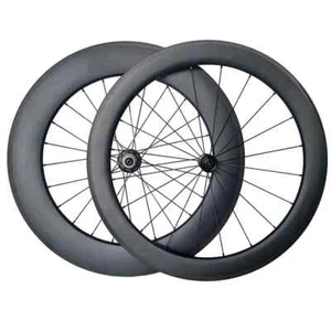 700c Road Bike Carbon Wheelset 60mm/80mm Deep Tubeless 25mm Wide 20 24 Holes - Picture 1 of 7