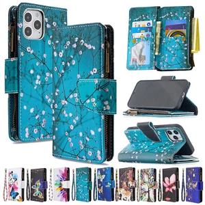 For iPhone 16/16+/16 Pro Max Magnetic Leather Zipper Card Wallet Case Flip Cover - Picture 1 of 58