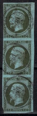 SELLO DE FRANCIA YVERT 11 SCOTT 12 " NAPOLEÓN III 1c TIRA DE OLIVO 3" USADO F-VF J409 Foto 1 de 2