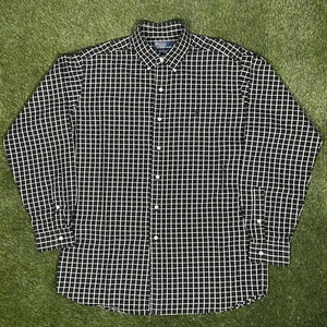 Polo Ralph Lauren Shirt Ellington Mens 51" Check Black White Cotton Dressed Vtg - Picture 1 of 9
