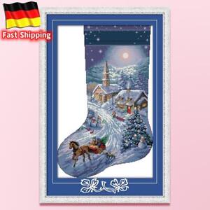 Stickerei-Kreuzstichset aus Öko-Baumwolle mit 16-Karat-Bedruckung Weihnachtsstru
