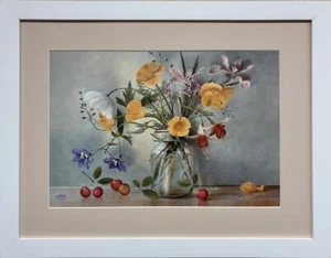 Sally Wetherby "Mixed bouquet II" Custom Framed Art Floral Fruit Still Life New - Picture 1 of 4