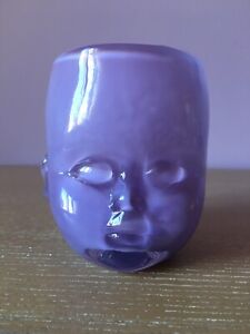 Art Studio Glass Baby Head Face Cup Tumbler Votive Pencil Brush Candle Holder