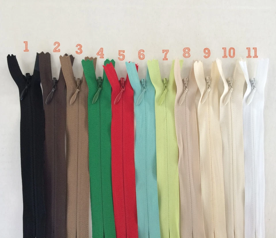 6" Inch Closed End Invisible Zippers - Black, Red, Beige, Ivory, White - IV6 - Image 1 of 1
