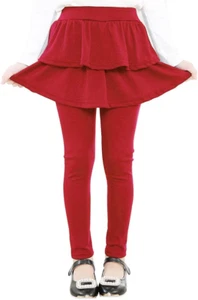 Auranso Girls School Uniform Pants Kids Clothes Ruffle Tutu Leggings with Skirt - Picture 1 of 12