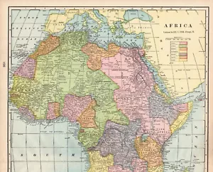 1903 Antique Africa Map Large Atlas Map of Africa Gallery Wall Decor 2217 - Picture 1 of 5
