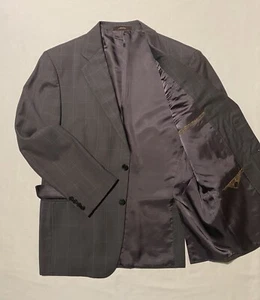 Joseph Abboud Collection Gray Windowpane Men Sport Coat Jacket Size 40S Made USA - Picture 1 of 20