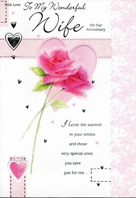 Tarjeta grande FELIZ ANIVERSARIO PARA ESPOSA MARAVILLOSA por Edge Publishing + Sobre Foto 1 de 4