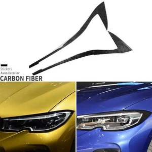 Real Carbon Fiber Headlight Eyebrow Cover Trim For BMW 3 Series G20 G28 2019-24 - Picture 1 of 23
