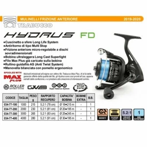 NOVITA' MULINELLO TRABUCCO HYDRUS FD MISURE 1000/2000/3000/4000 CON FILO MONTATO - Foto 1 di 1