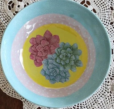 Zak Designs ~ Cuatro (4) Melamina ~ Diseño Floral de Cactus de Verano ~ Cuencos de 8" x 2.25" Foto 1 de 4