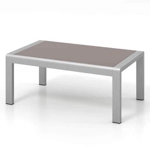 Outdoor Rectangle Coffee Table Aluminum Side Table w/ Tempered Glass Tabletop - Picture 1 of 6