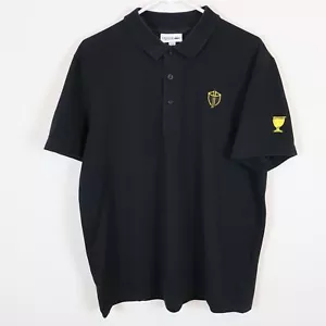 Lacoste Sport Polo Shirt Mens XL Black International Team Shield Presidents Cup - Picture 1 of 12