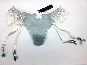Love Claudette En Dentelle Garter Thong Cameo Blue Bikini Panties Sexy Lingerie - Picture 1 of 2