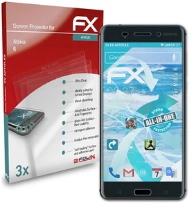 atFoliX 3x Protecteur d'écran pour Nokia 6 Écran protecteur clair&flexible - Photo 1 sur 6