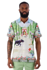 BARABAS Men's Floral Animal Button Down Short Sleeve Shirts 4sst31 - Picture 1 of 5