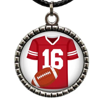 Personalized Football Jersey # Necklace Custom Football Mom Resin Pendant Gift - Image 1 of 4