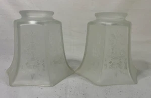 Vintage Frosted Glass Floral Pattern Lamp Shade Replacement Globe Light Cover - Picture 1 of 5