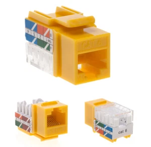 CAT6 Yellow Keystone Jack 45 Degree Punch Down Network Connector Multipack LOT - Picture 1 of 9
