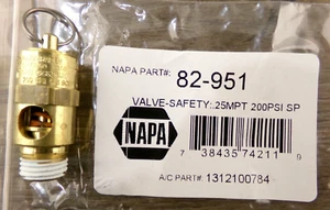 NAPA Air Compressor Safety Valve Part# 82951, 200psi, 1/4" Thread Size, New S4 - Picture 1 of 3