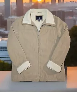 London Fog Coat Jacket Women's Sz. L Tan Sherpa Style Collar Cuffs - Picture 1 of 11