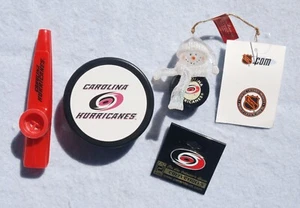 Carolina Hurricanes Promo Dick's Hockey Puck Kazoo Pin Snowman Ornament Lot - Picture 1 of 2