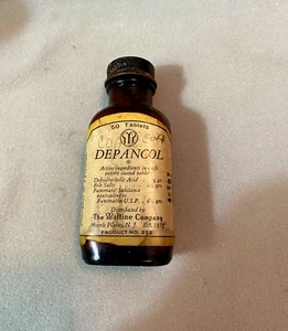 DEPANCOL GALLENSALZE PANKRETISCHE MEDIZIN LEERE BERNSTEINFARBENE FLASCHE THE WALLACE COMPANY - Bild 1 von 6