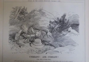 7x10" Punch Cartoon 1903 UNBEREIT aye UNBEREIT Südafrika Kriegskommission - Bild 1 von 1
