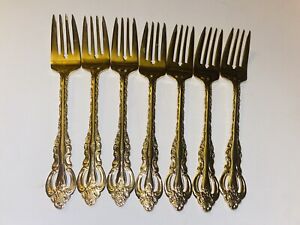 7 WALLACE GOLDEN COUNTESS FLATWARE Salad Forks