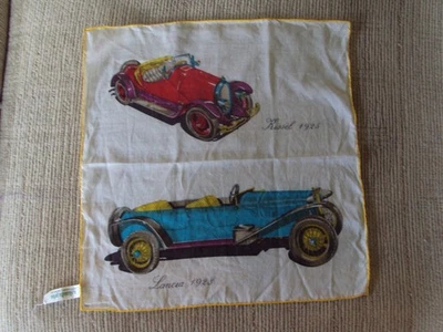 A. SKANDIA PRINT handkerchief  1925 Kissel  1923 Lancia  ANTIQUE CARS 1965 - Image 1 of 4