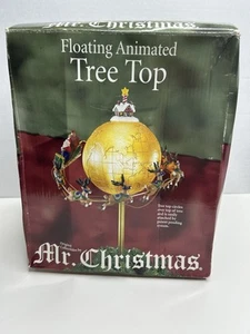 2001 Mr Christmas schwimmender animierter Baumspitze Weihnachtsmann mit Rentier in Box funktioniert - Bild 1 von 15