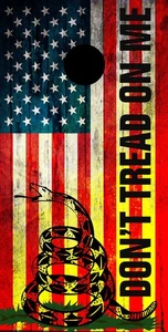 Premium Cornhole Board Wrap - CALCOMANÍA DE VINILO - Bandera de Gadsden | Don't Tread on Me - Imagen 1 de 3