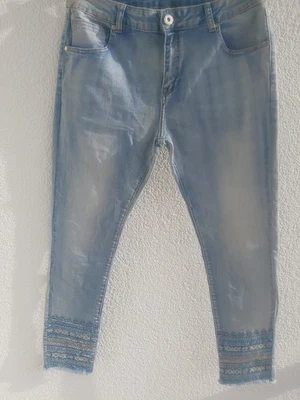 Mozzaar Damen Jeans, Size XL, Strickerei mit Strass und Pailletten Am Beinende - Bild 1 von 4
