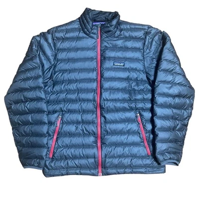 Patagonia Down Sweater Jacket Black Red Zip Lightweight Puffer 46cm Shoulders - Image 1 of 4
