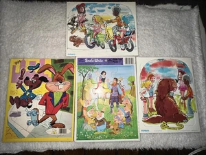 4 Vintage frame tray puzzle Playskool  1976 cartoon dog, Bicycle Race, TP Toys, - Picture 1 of 8