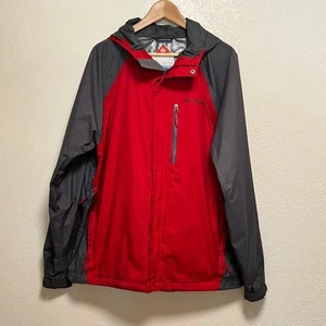 Columbia Omni Heat Tech Jacket Red Gray Waterproof Hooded Zip Mens Size XL - Picture 1 of 9