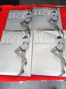 4 VICTORIA SECRET GLAMOUR SHEERS STOCKINGS/BLK/SMALL/2 PAIR PER PACK/NEW IN BOX - Picture 1 of 15
