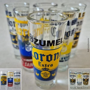 6 Corona Extra Beer Mexico 4" Shot Glasses. Acapulco Cabo Cancun Carmen Cozumel - Picture 1 of 9