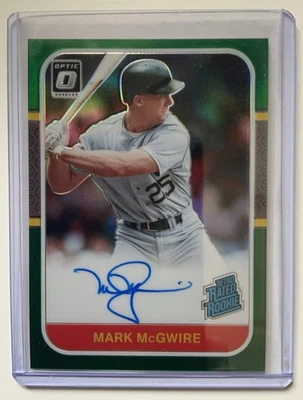 2021 Donruss Optic Retro Rated Rookie Auto Mark McGwire #RRR-MM Green Prizm /5  - Image 1 of 2