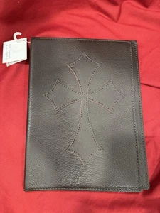 Handcrafted Genuine Leather Bible Cover W/Cross By Bob Siemon Designs Brown LG - Picture 1 of 7