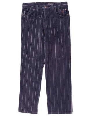 JECKERSON Mens Straight Casual Trousers W38 L32 Navy Blue Striped Cotton BV03 - Image 1 of 3