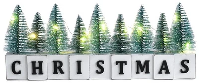 LED Lighted Christmas Tree Tabletop Decoration, Rustic Wooden Christmas Decor... - Image 1 of 4