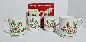 Sango weiß Weihnachtstasse 4er Set Urlaub Weihnachten Winter Sammlerstück UIB - Bild 1 von 10