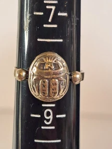 Vintage Sterling Silver Scarab Ring – Egyptian Revival – Size 8.25 – .925 Marked - Picture 1 of 7