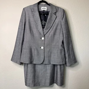 Kasper Damen Blazer Rock Anzug Tweed Polyester Viskose Gr. 16 Grau Bleistift - Bild 1 von 15
