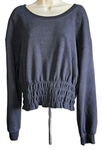 Top Anthropologie Maeve nero testurizzato manica lunga cropped smocked taglia XL - Foto 1 di 10