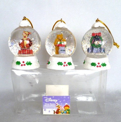 Disney Winnie The Pooh Christmas Snow Globe Tree Decoration Set x 3. NEW Boxed. - Image 1 of 4