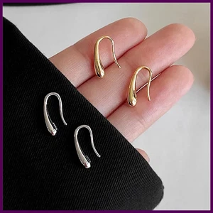 925 Sterling Silver Water Drop Shape Earrings for Women Simple Temperament - Picture 1 of 26
